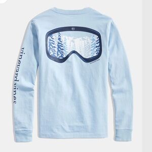 Vineyard Vines Ski Goggles Graphic Long Slv Pocket Tee M (12-14) w MEASUREMENTS